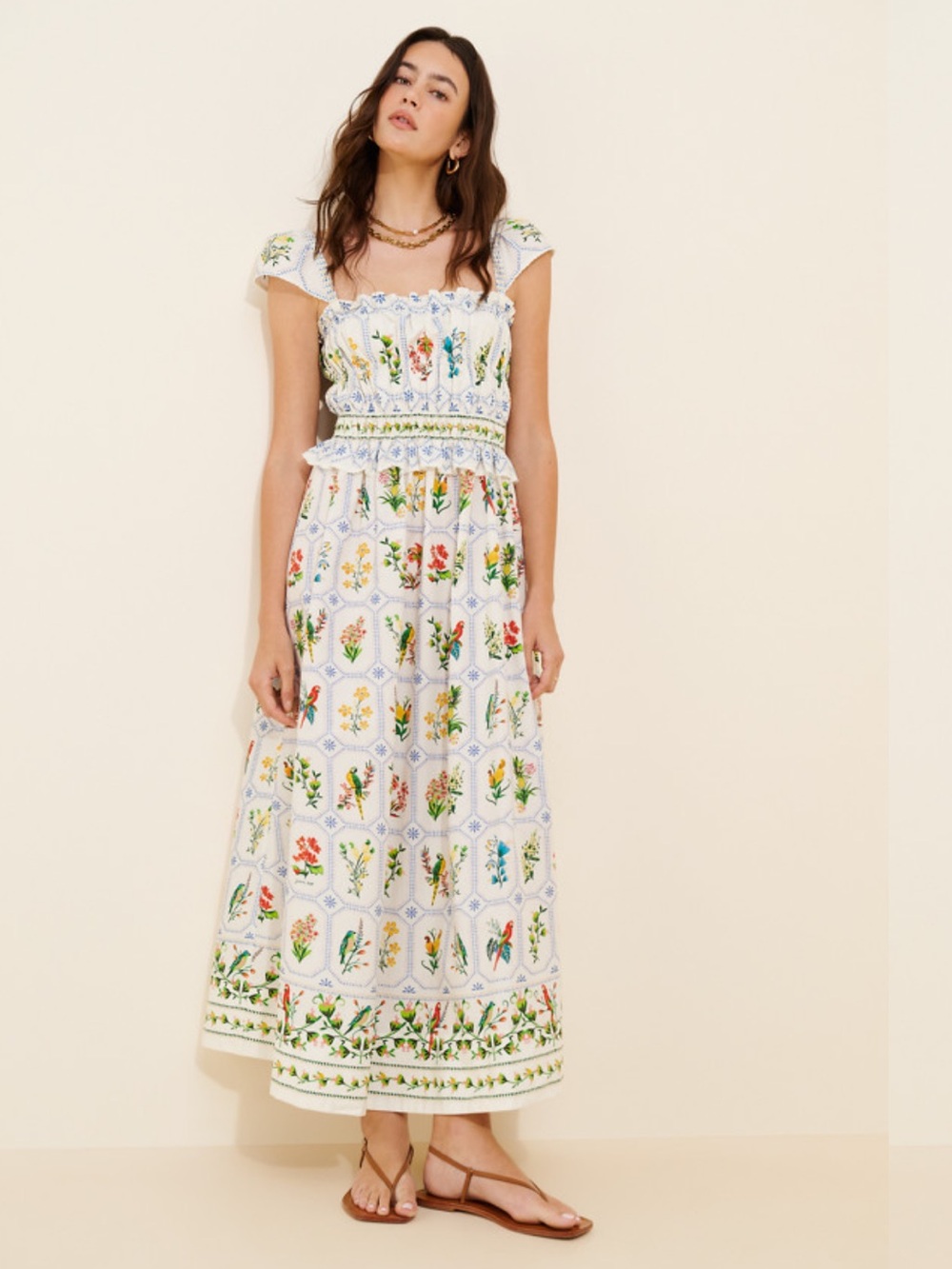 Off-White Tropical Porcelain Maxi Dress - Picture 7 of 12
